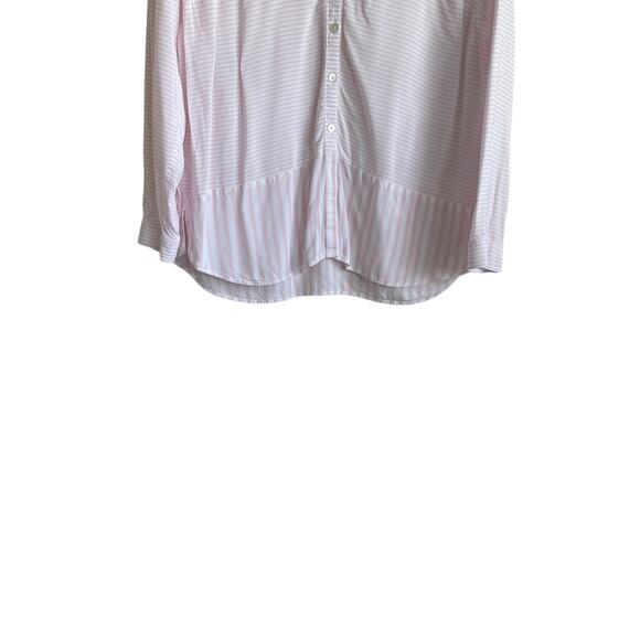J Jill Women Tunic Top L‎ Pink Striped Button Up Rayon Coastal Preppy Beachy - Picture 4 of 15